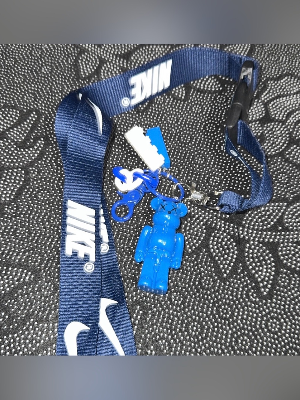 Nike Navy Lanyard with Bright Blue Bear Charm